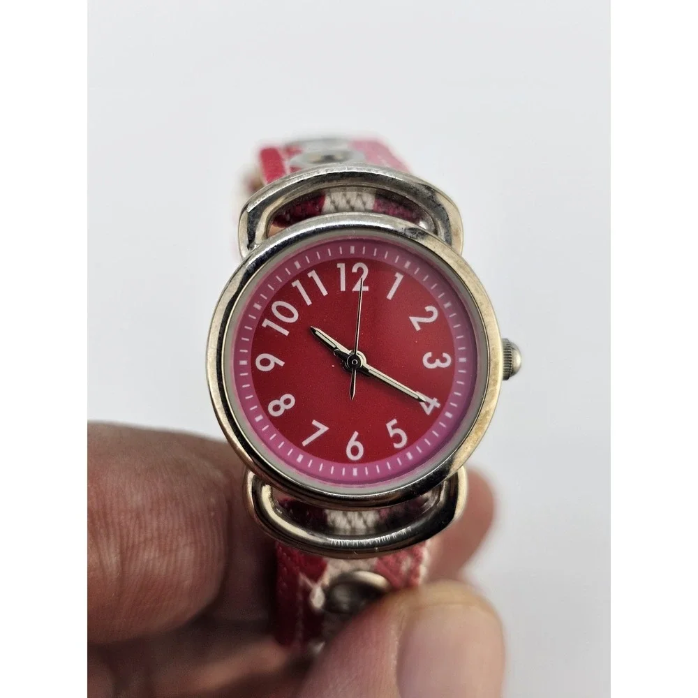 Women's Analog Watch 23MM Red Dial Multicolor Denim Leather‎ Bands NEW Battery